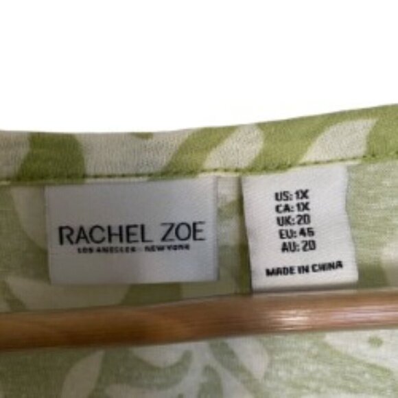 Rachel Zoe Green Print Linen Blend Top 1X - Picture 2 of 5